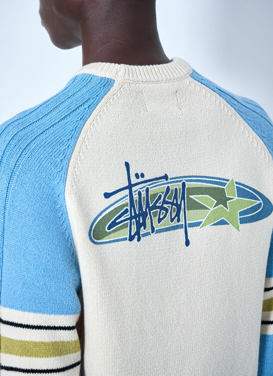 Stüssy Stripe Raglan Crewneck Sweatshirt