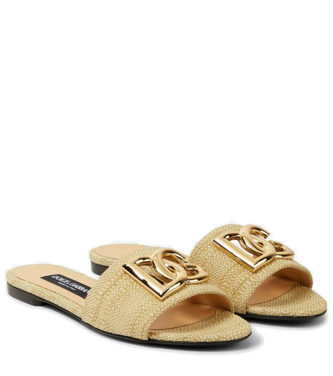 Dolce&Gabbana Logo raffia slides Dolce & Gabbana