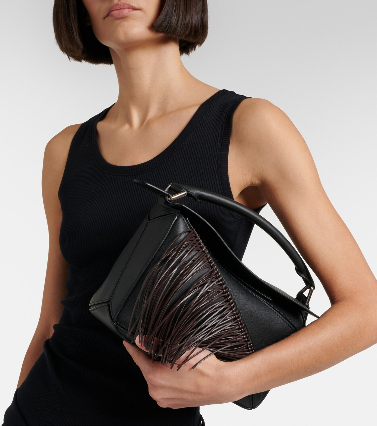 Loewe Puzzle Small fringed leather shoulder bag