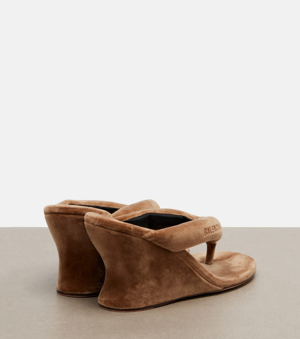 Balenciaga Gaeta velvet wedge thong sandals
