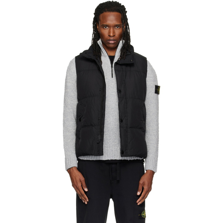 Photo: Stone Island Black G100010 Crinkled Reps NY Down Vest