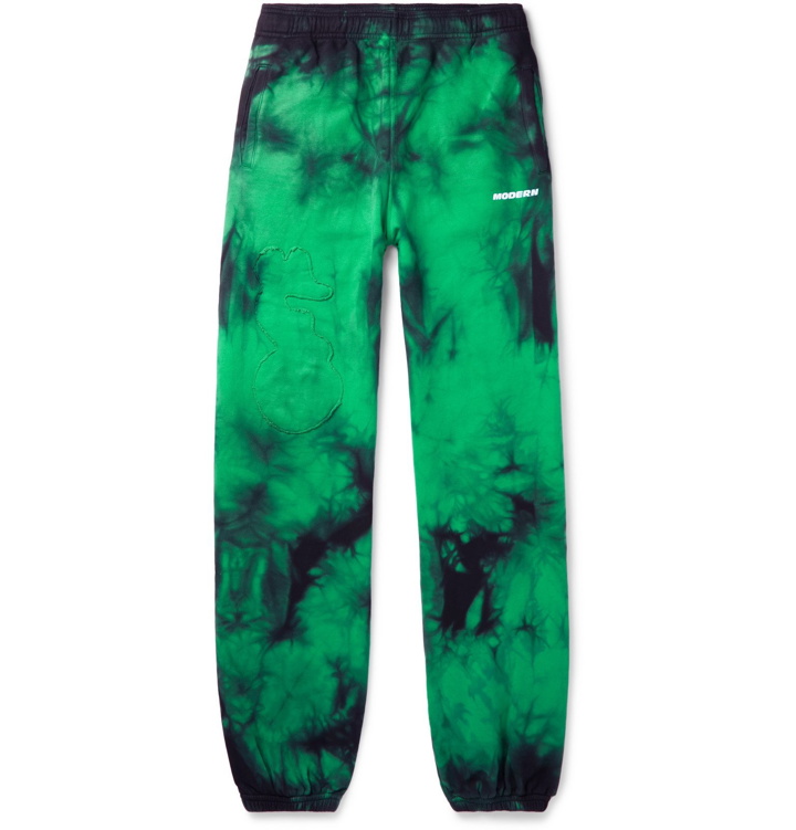 Photo: Off-White - Wide-Leg Tie-Dyed Loopback Cotton-Jersey Sweatpants - Green