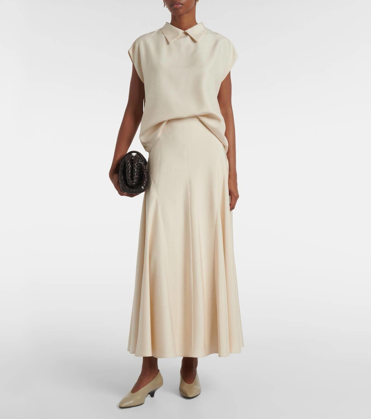 Loro Piana Giustina high-rise silk midi skirt