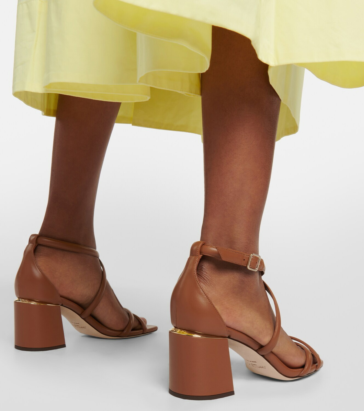 ロゴプレート★Jimmy Choo RHEEA65 レザーストラップサンダルTAN Jimmy Choo Rheea 65 leather sandals Jimmy Choo