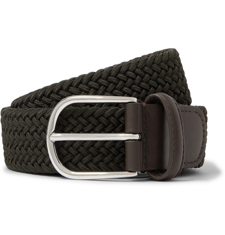 Photo: Anderson's - 3.5cm Midnight-Blue Woven Waxed-Cord Belt - Green