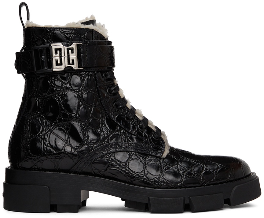 Givenchy Black Terra Shearling-Lined Combat Boots Givenchy