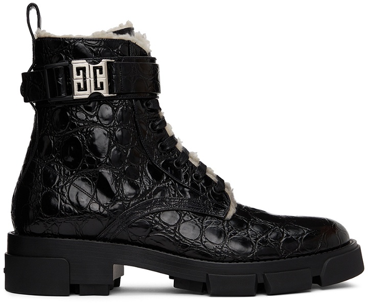 Photo: Givenchy Black Terra Shearling-Lined Combat Boots