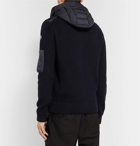 Moncler - Panelled Quilted Shell and Virgin Wool-Blend Hooded Down Jacket - Navy