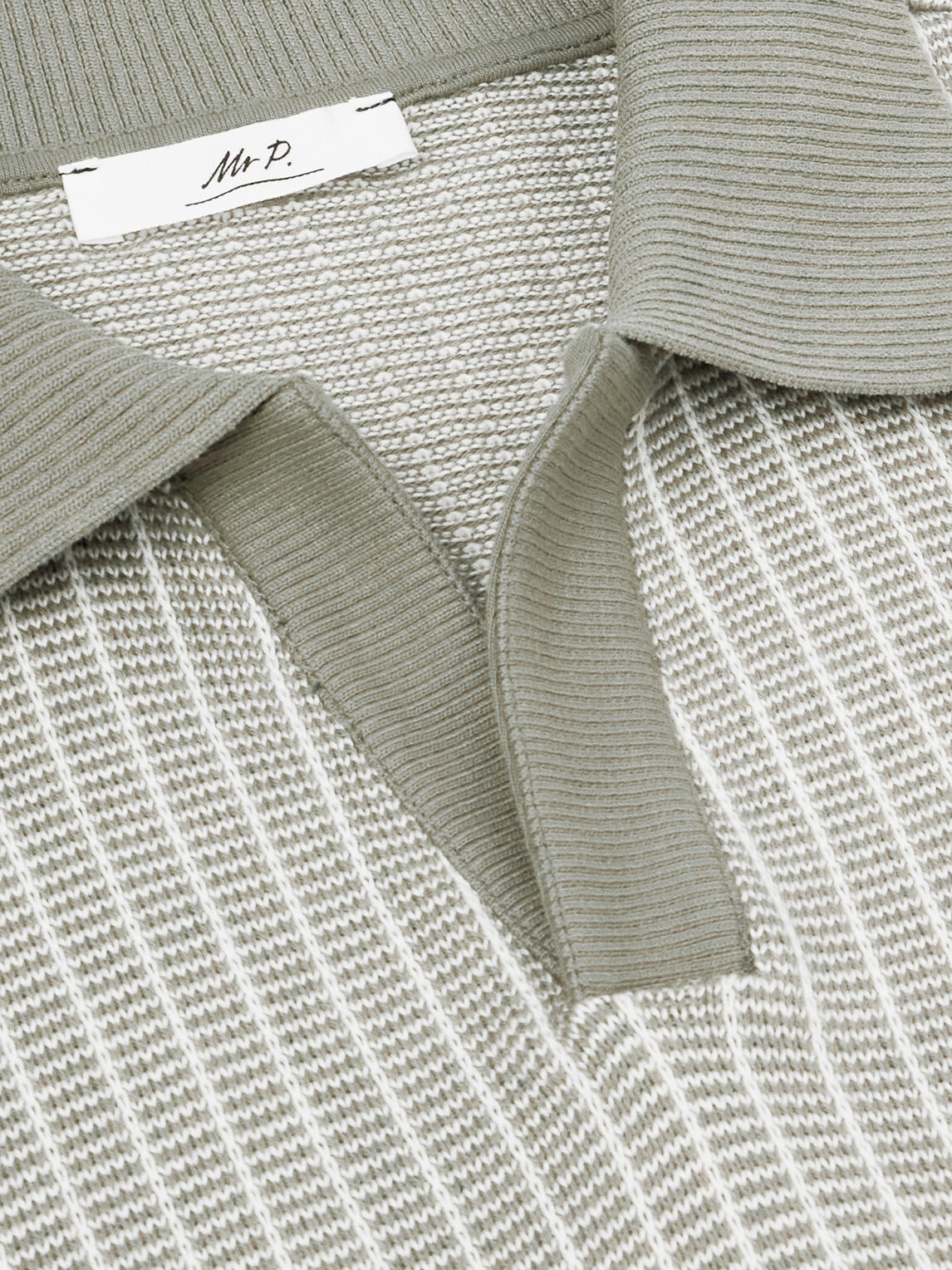 Mr P. - Striped Organic Cotton Polo Shirt - Green