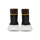 Fendi Black and White Tech Knit Forever Fendi High-Top Sneakers