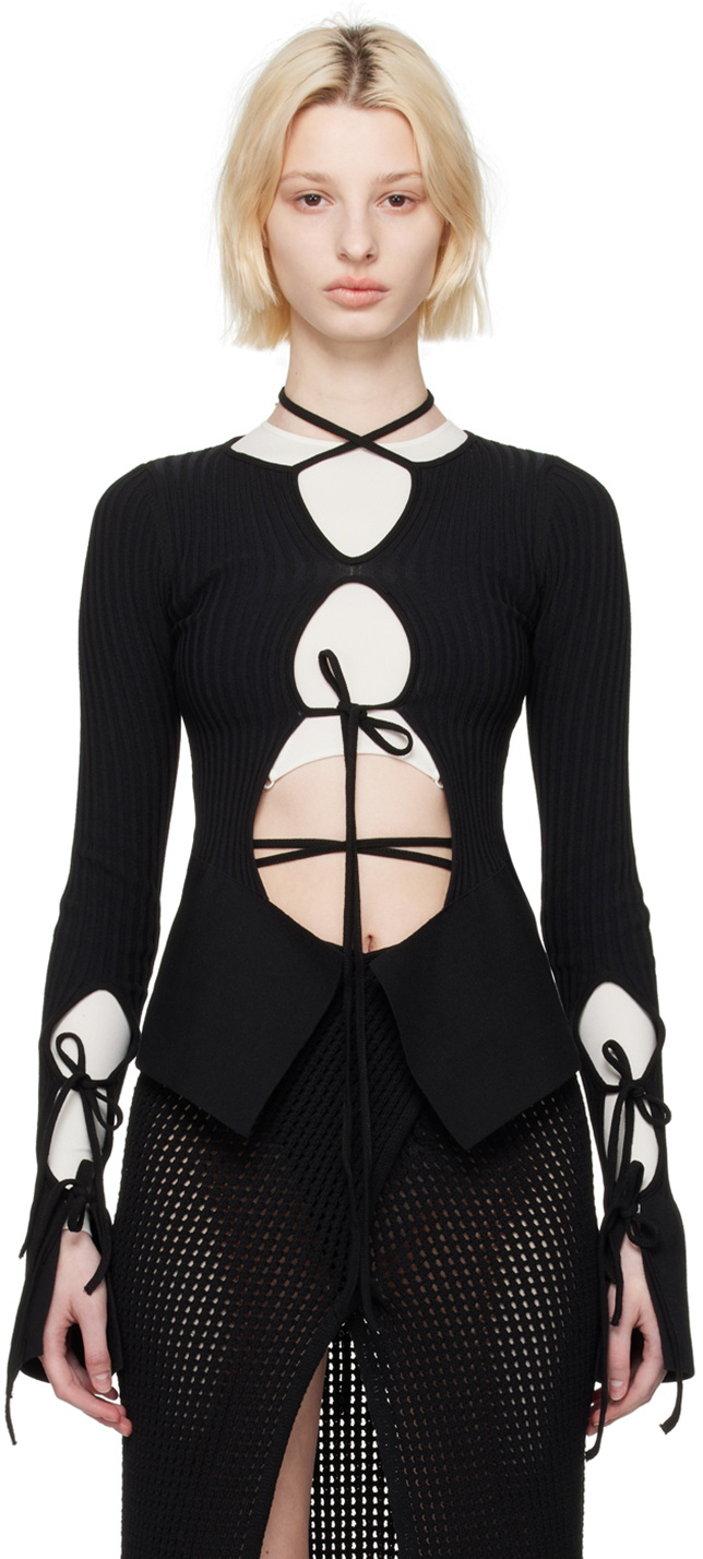 ANDREĀDAMO Black Cutout Cardigan