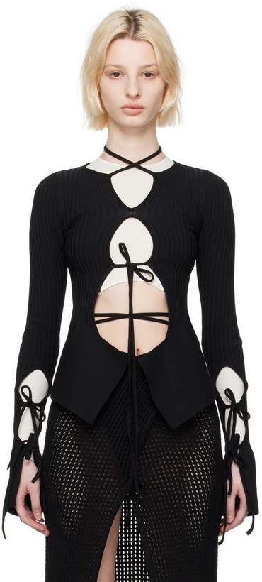Photo: ANDREĀDAMO Black Cutout Cardigan
