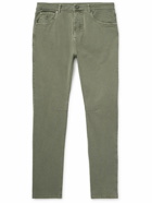 Brunello Cucinelli - Tapered Garment-Dyed Stretch-Cotton Trousers - Green