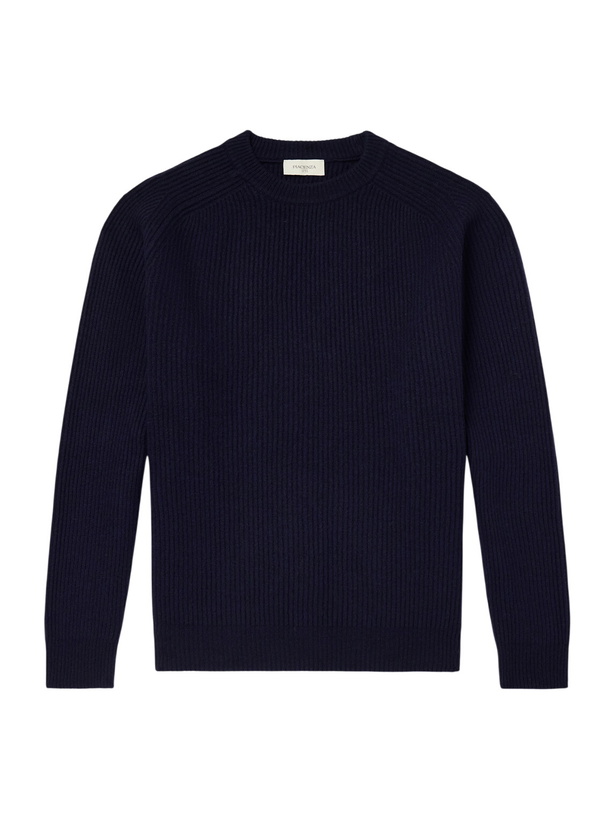 Photo: PIACENZA 1733 - Ribbed Wool and Cashmere-Blend Sweater - Blue