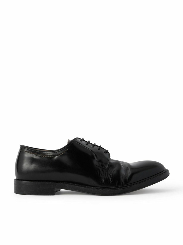Photo: Maison Margiela - Love to Death Distressed Leather Derby Shoes - Black