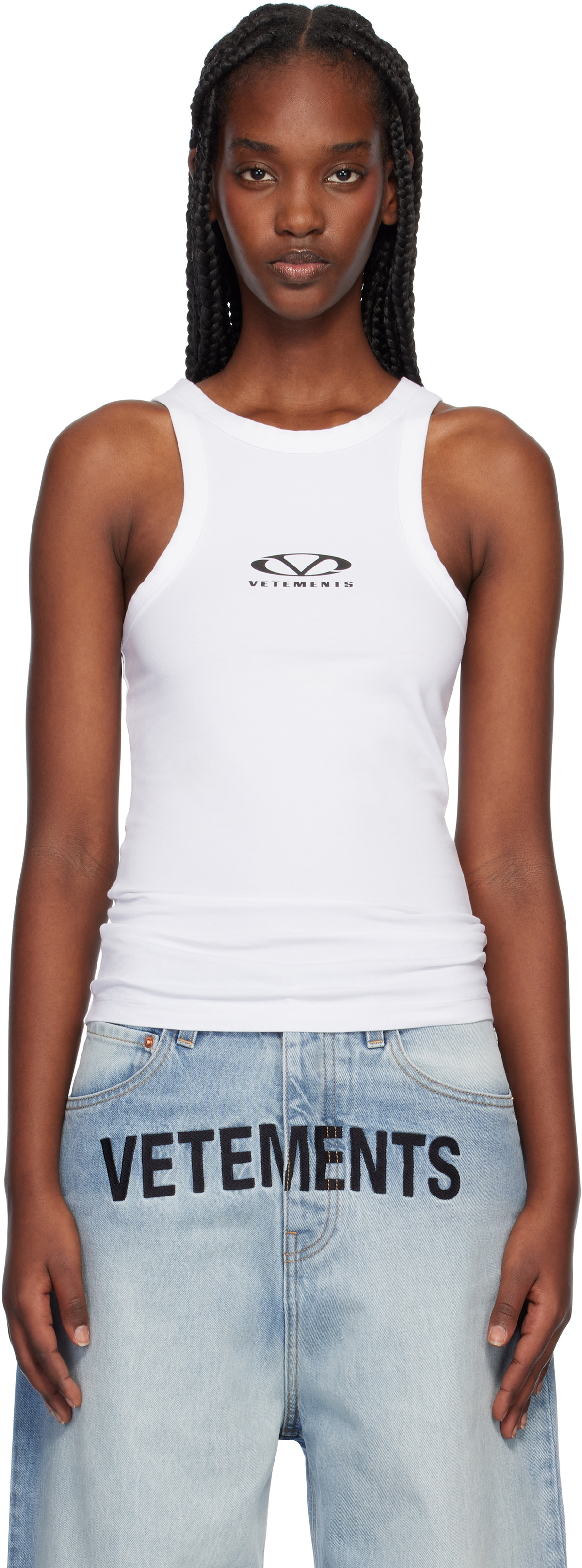 VETEMENTS White Oval Logo Tank Top