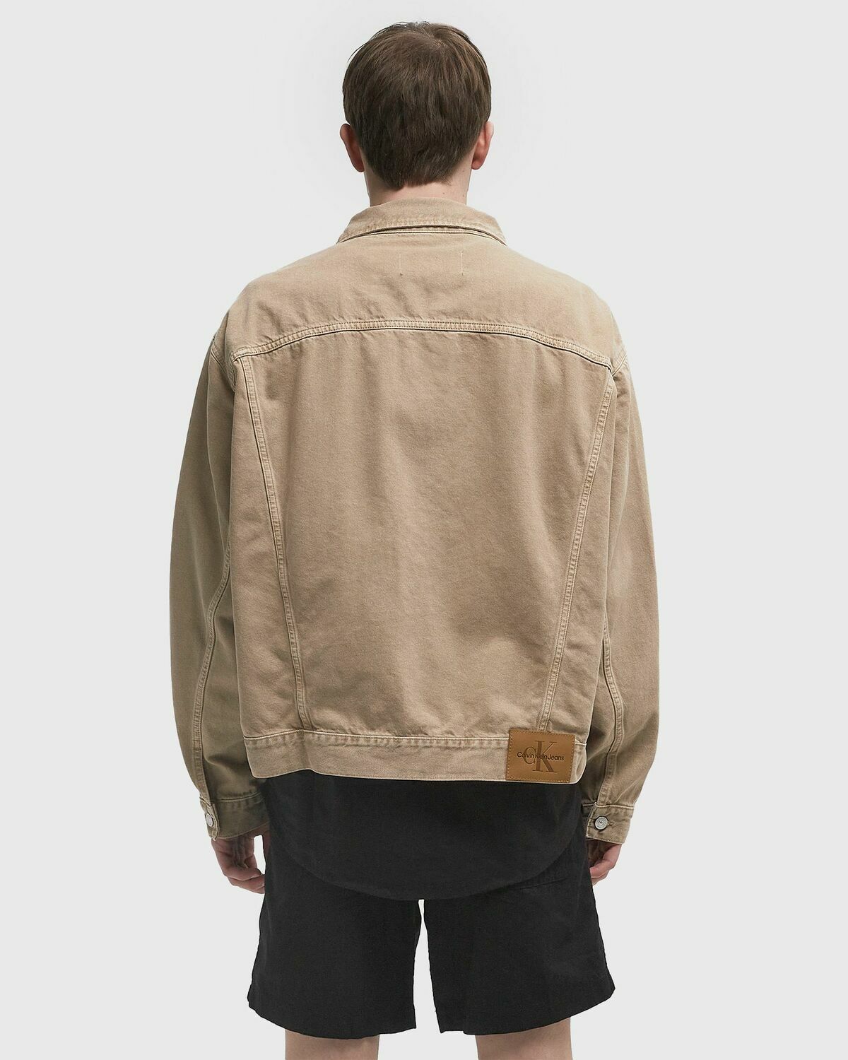 Calvin Klein Jeans MINIMAL TRUCKER JACKET Beige Mens Denim Jacket