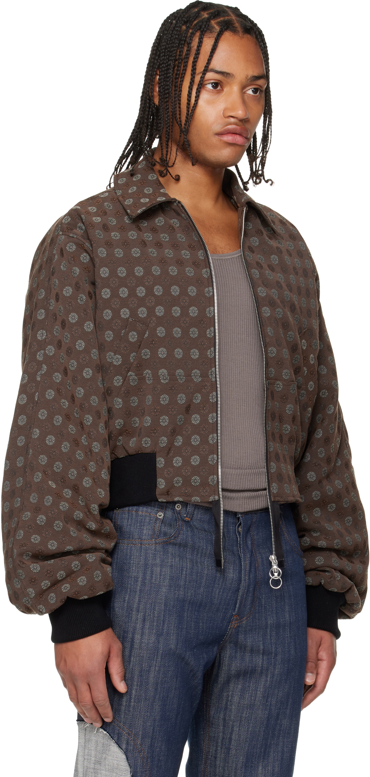 Edward Cuming Brown Bottom-Heavy Bomber Jacket