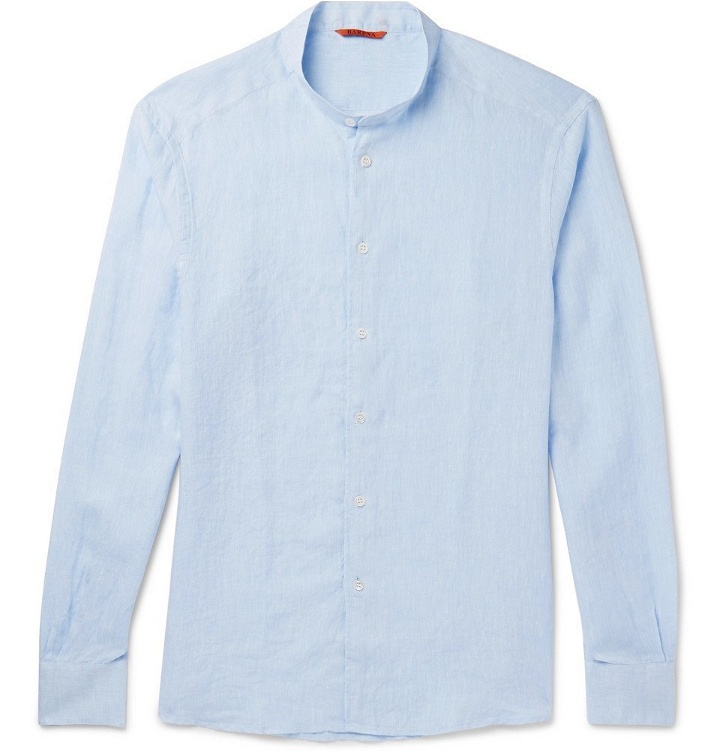 Photo: Barena - Slim-Fit Grandad-Collar Linen Shirt - Men - Blue