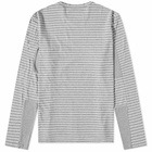 Folk Men's Long Sleeve Stack Stripe T-Shirt in Grey Melange/White