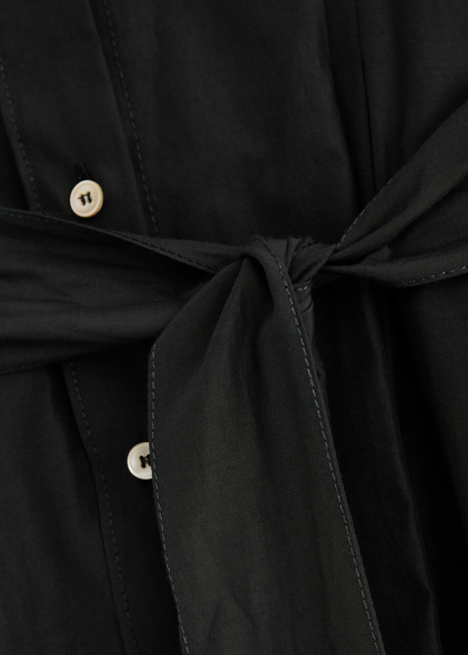 Forte_forte Belted Poplin Midi Shirt Dress Black