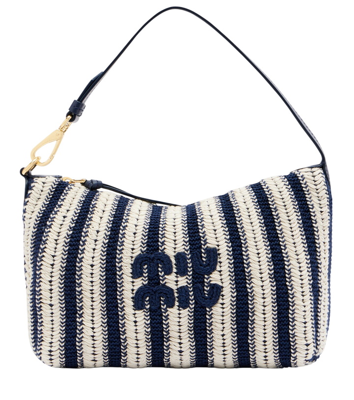 Photo: Miu Miu Striped leather-trimmed crochet shoulder bag