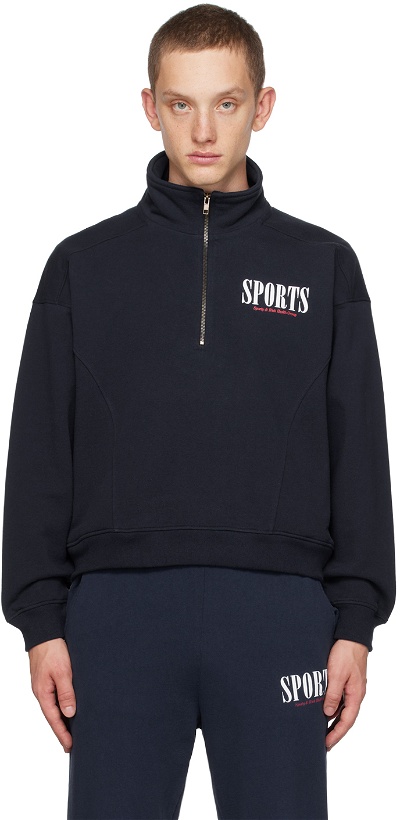 Photo: Sporty & Rich Navy Sports Sweatshirt