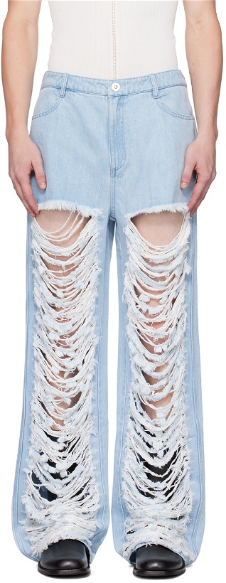 Photo: Dion Lee Blue Classic Frayed Jeans