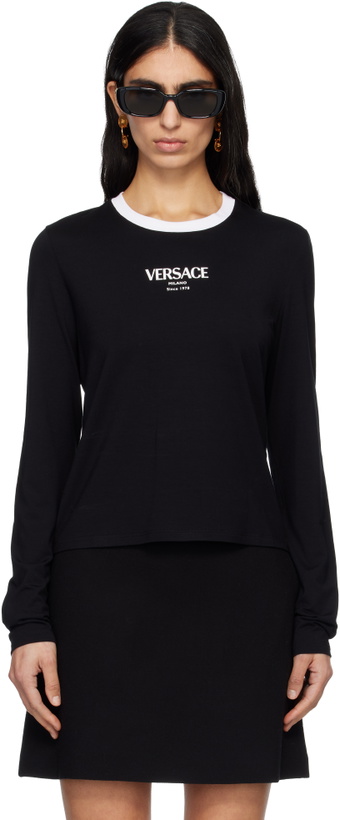 Photo: Versace Black Stretch Viscose-Jersey T-shirt