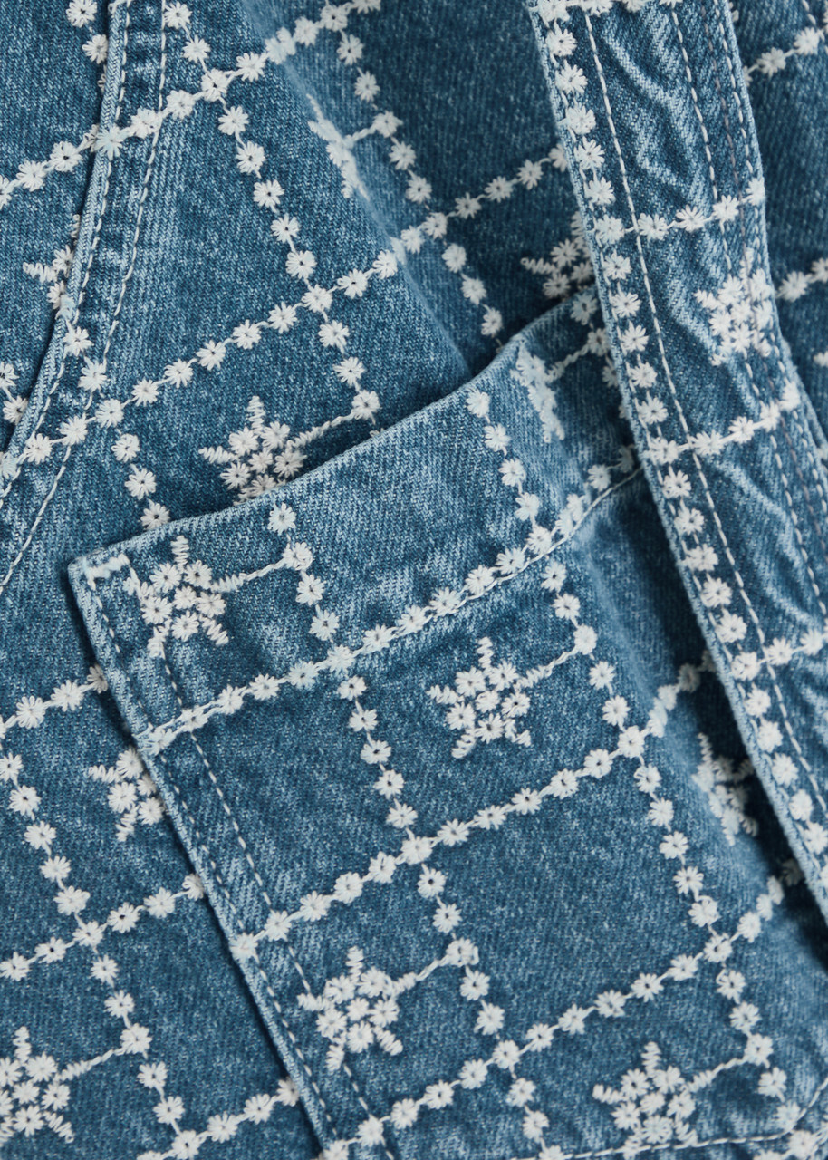 Damson Madder Dilly Embroidered Denim Gilet