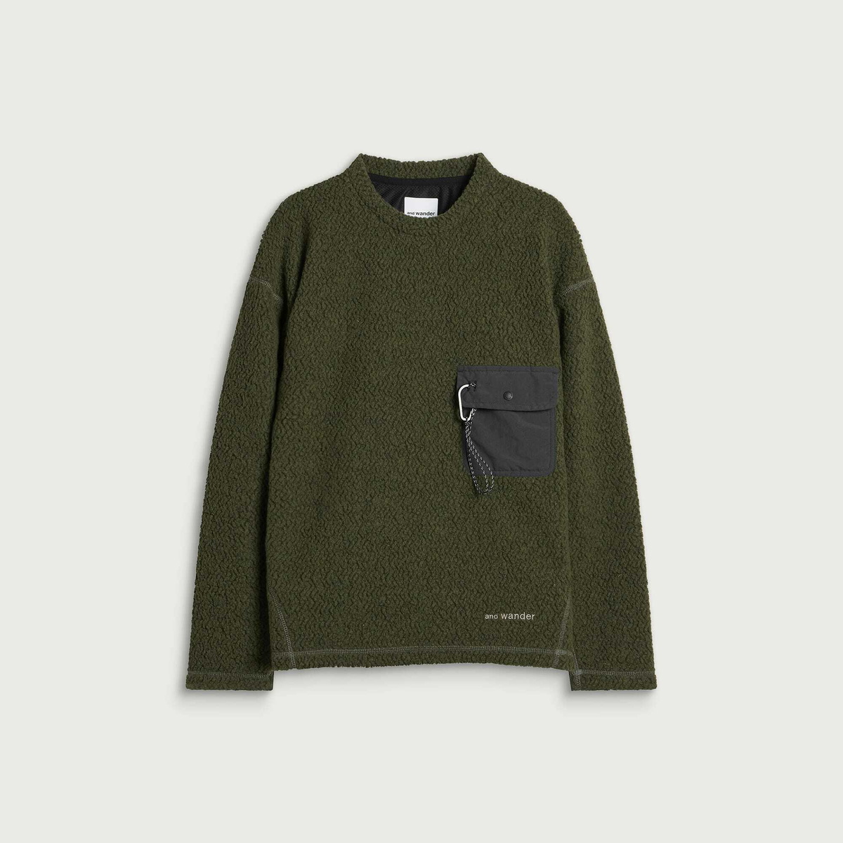 And Wander Men's Re Wool JQ Crew Sweatshirt in Khaki