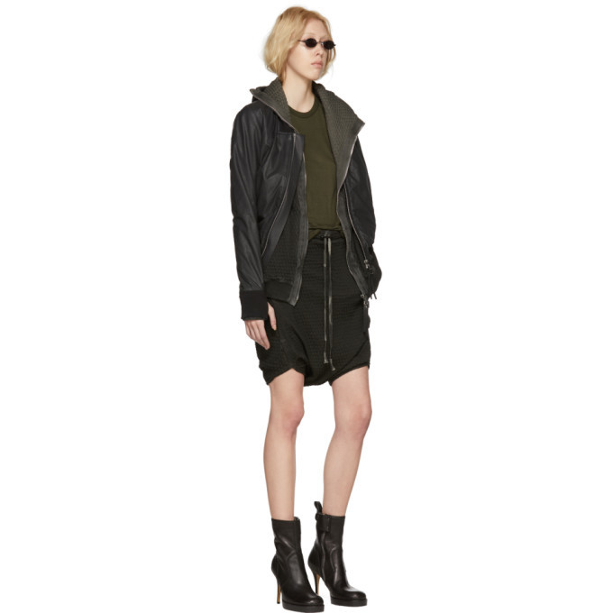 Boris Bidjan Saberi Black Resin Dyed Drop Shorts