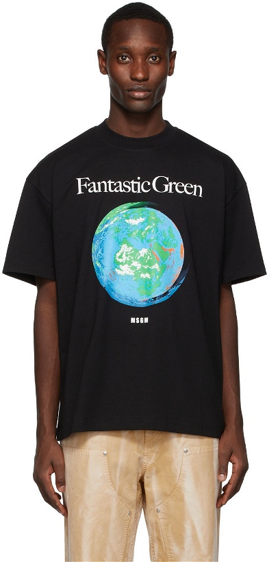 Photo: MSGM Black Fantastic Green Graphic T-Shirt