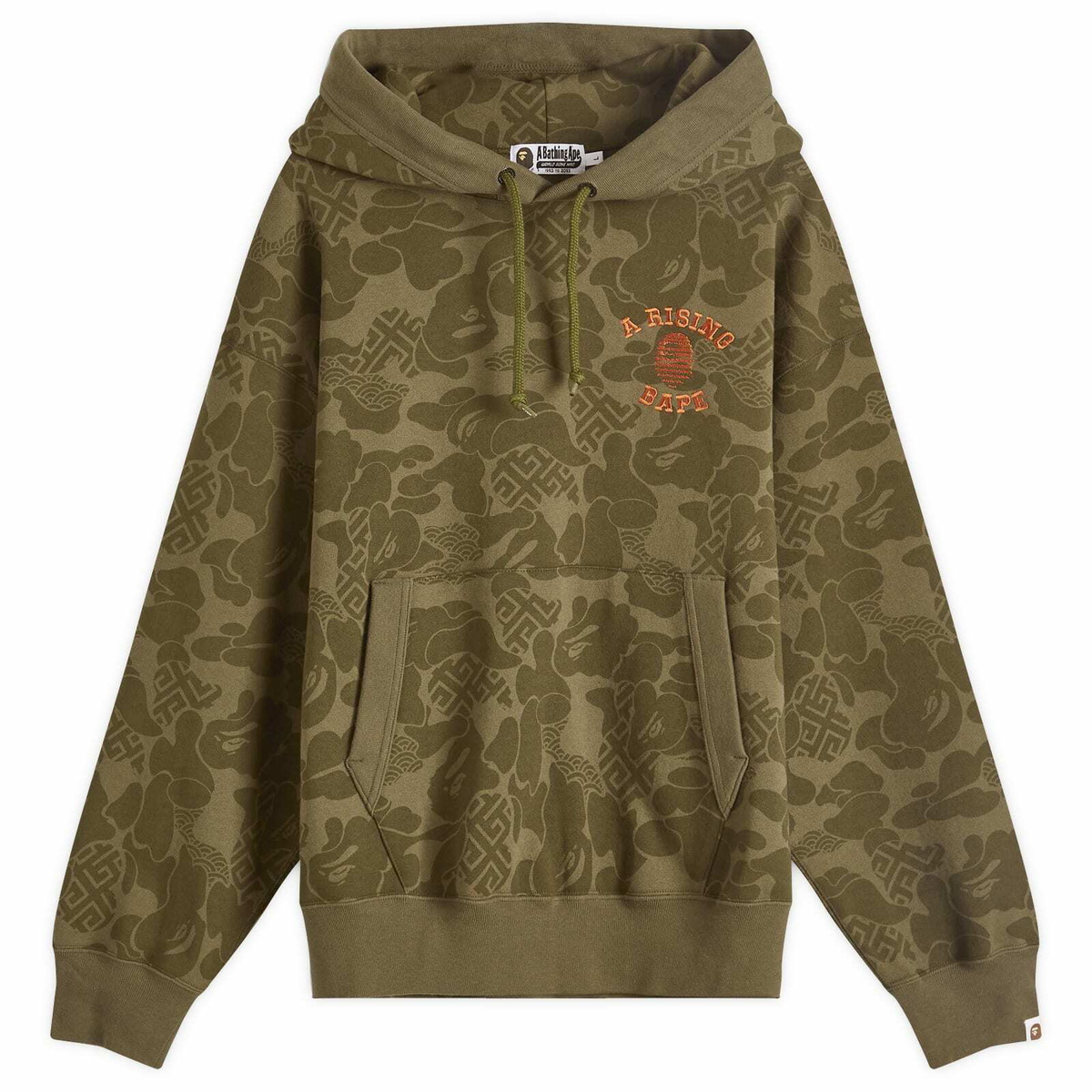 A Bathing Ape Men's Asia Camo Pullover Hoodie in Olive Drab