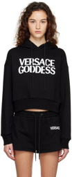 Versace Underwear Black Embroidered Hoodie