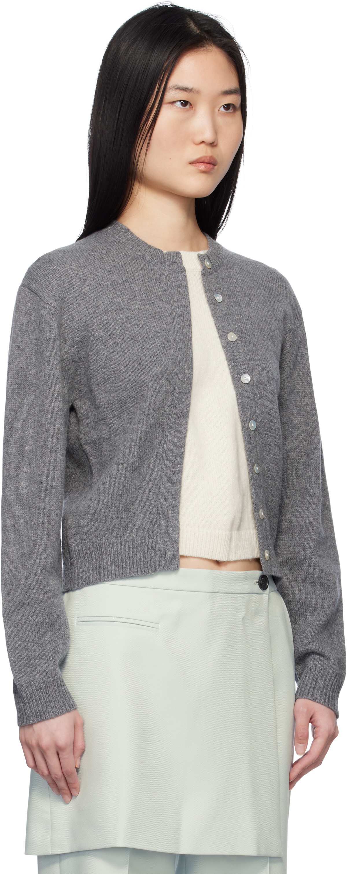 Sandy Liang Gray & White Newt Sweater Sandy Liang