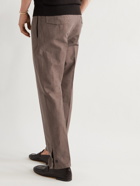 ERMENEGILDO ZEGNA - Pleated Cotton and Linen-Blend Trousers - Brown