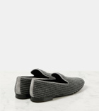 Max Mara Logo embroidered velvet corduroy loafers
