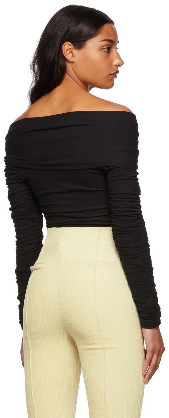 Khaite Black Off-Shoulder Lili Bodysuit Khaite