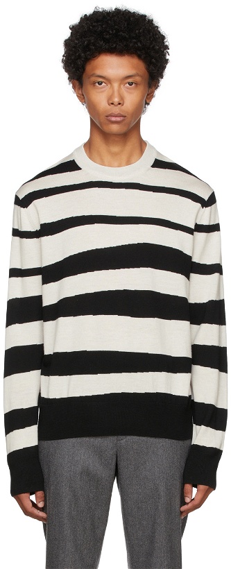 Photo: PS by Paul Smith Black & Off-White Zebra Stripe Sweater