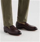 Edward Green - Piccadilly Leather-Trimmed Suede Penny Loafers - Brown