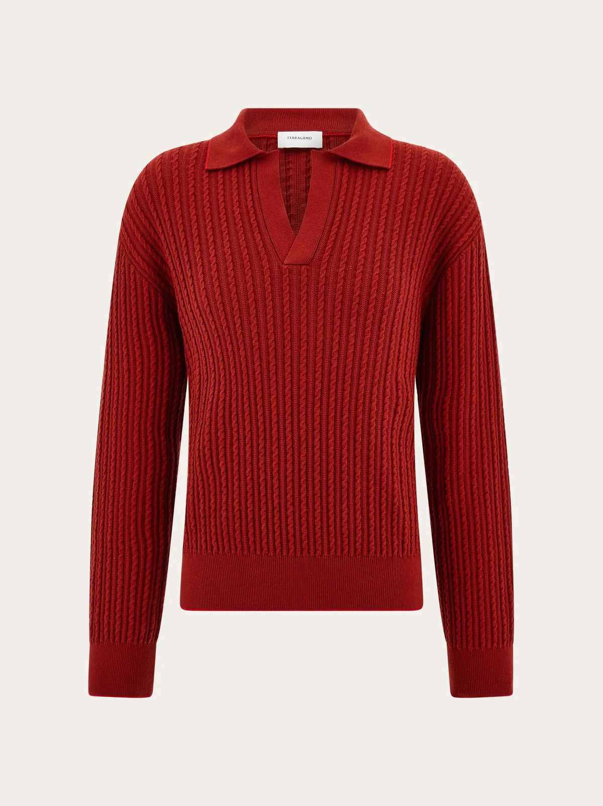 Ferragamo Mens Knitted polo top in Red