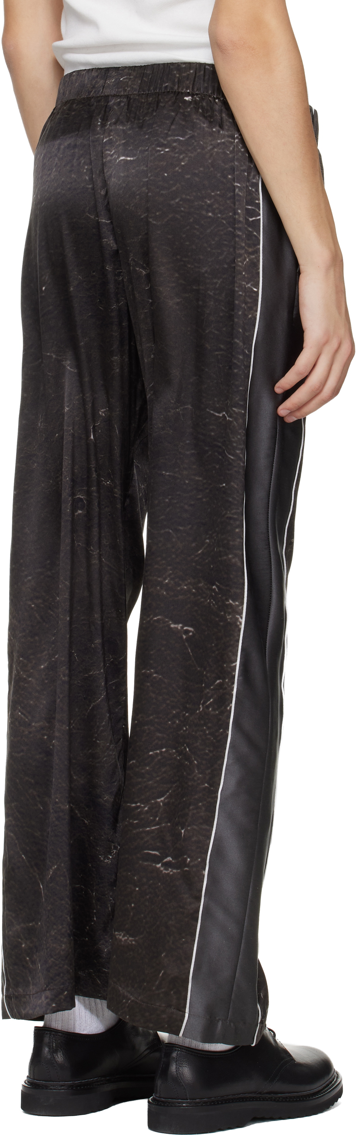 Serapis Brown Satin Silk Football Track Pants
