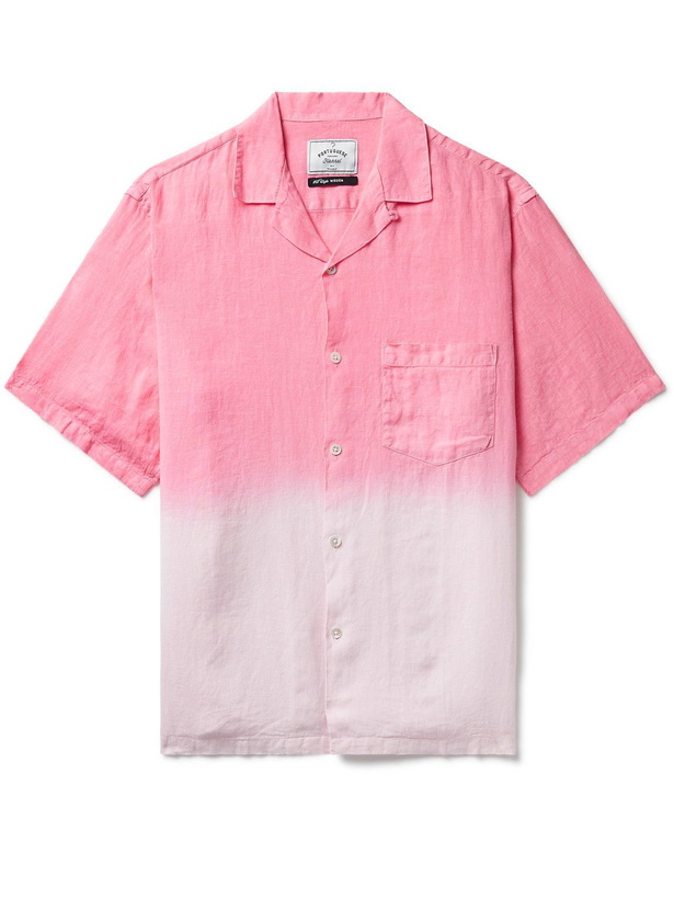 Photo: Portuguese Flannel - Convertible-Collar Dip-Dyed Linen Shirt - Pink