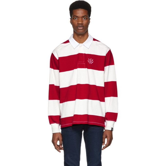 Photo: rag and bone Red and Off-White Striped Rugby Polo