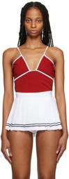 Pushbutton Red V-Neck Tank Top