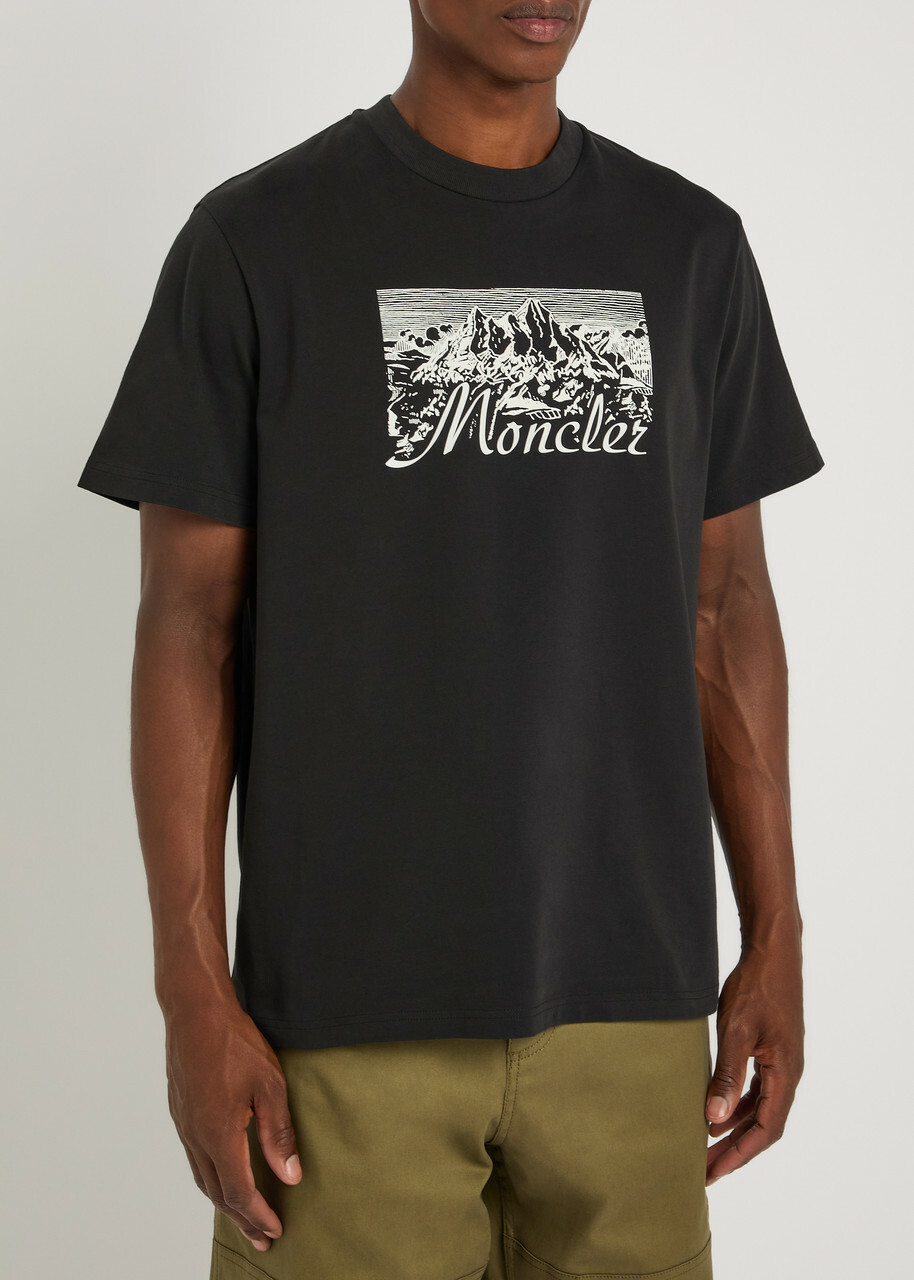 Moncler TシャツMountain Logo Cotton T-Shirt 関税込 Moncler Mountain Logo-printed Cotton T-shirt Black Moncler