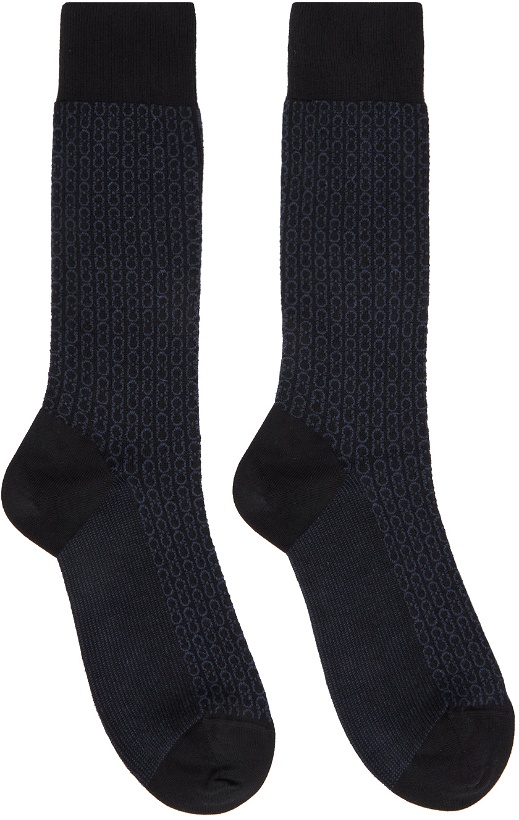 Photo: Ferragamo Black & Navy Gancini Socks
