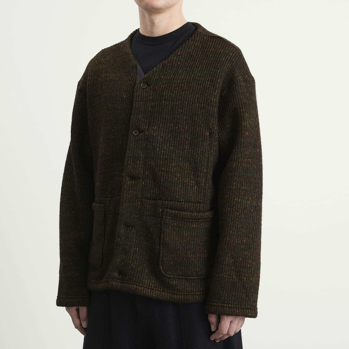 Engineered Garments Men's Nep Knit Cardigan in Brown Engineered