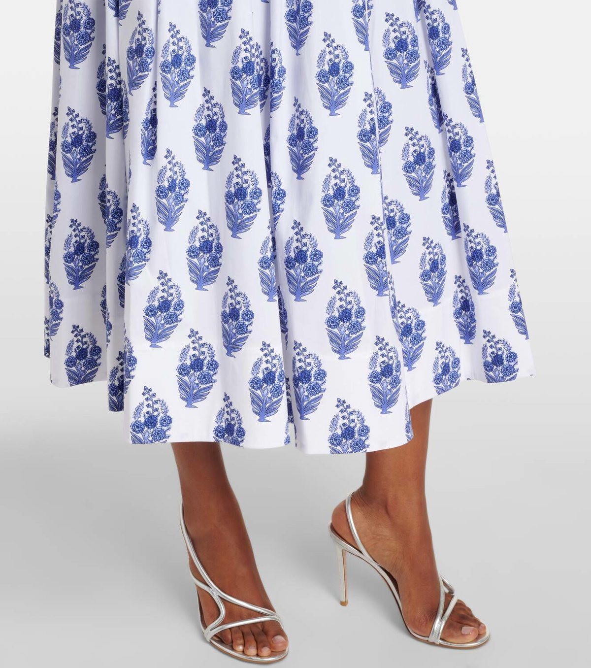 Carolina Herrera Floral cotton-blend midi skirt